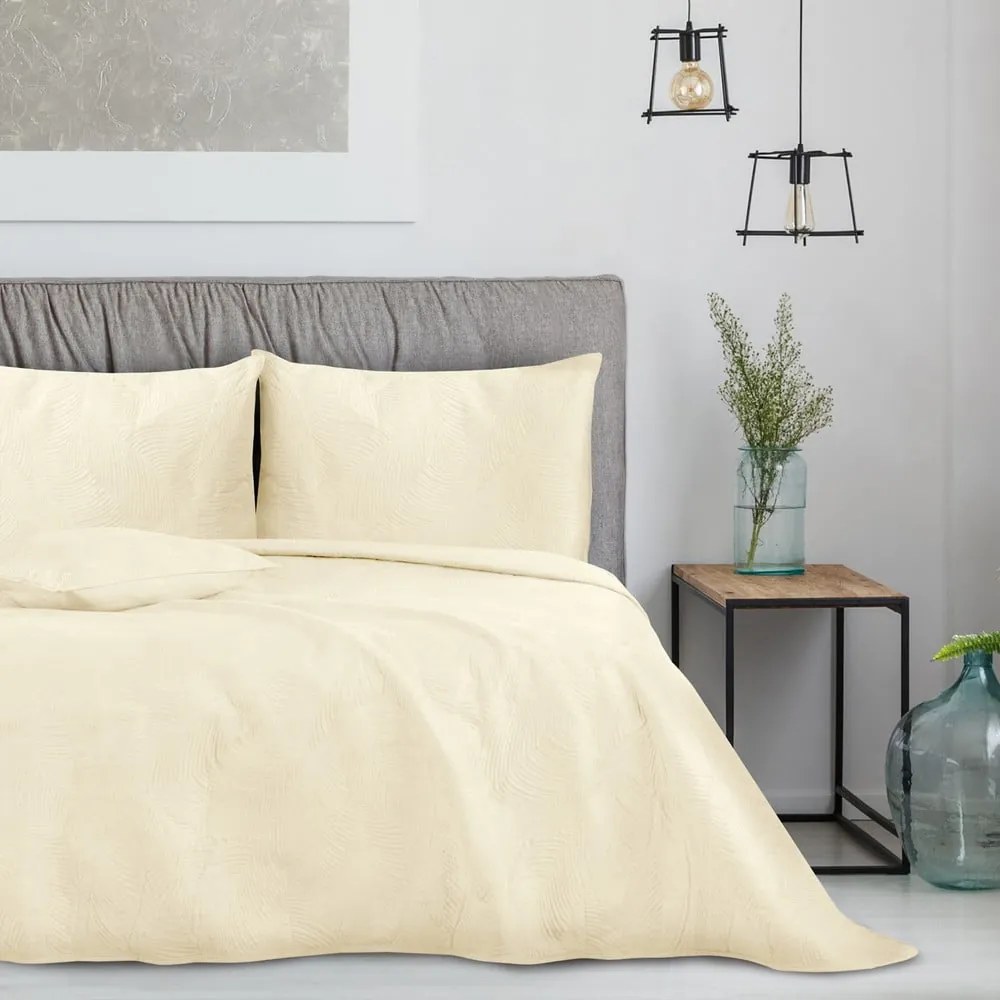 Kremowa narzuta na łóżko dwuosobowe 200x220 cm Palsha – AmeliaHome