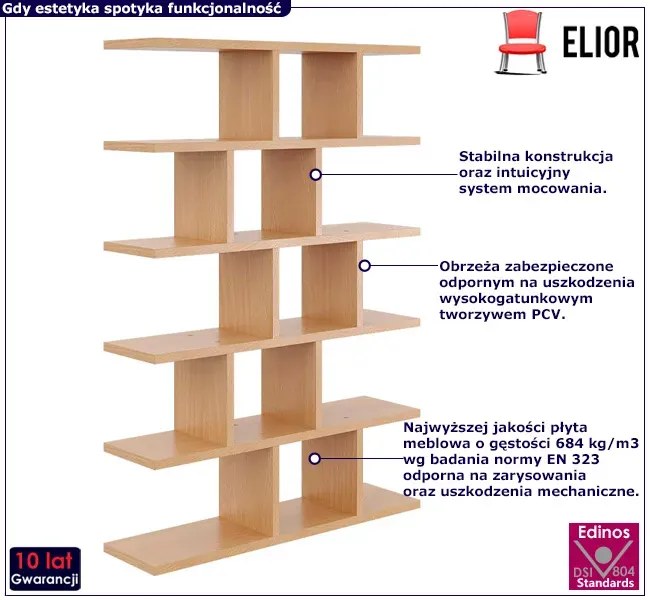 Minimalistyczny regał wiszący lub stojący buk - Adelo