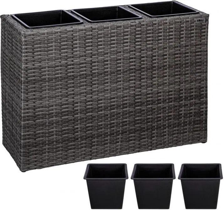 Stilista  Stojak na 3 doniczki, szary, 84 x 29 x 60 cm