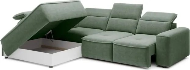 Narożnik COLOMBO L Lewostronny z elektryczną funkcją spania pojemnikiem ELEMENT 11 Zielony WERSAL