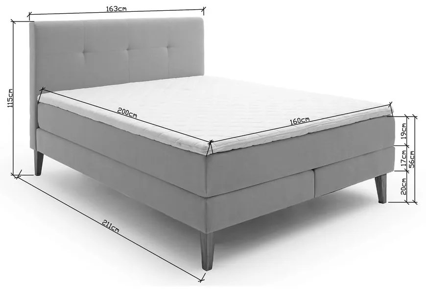 Beżowe łóżko boxspring 160x200 cm Stockholm – Meise Möbel