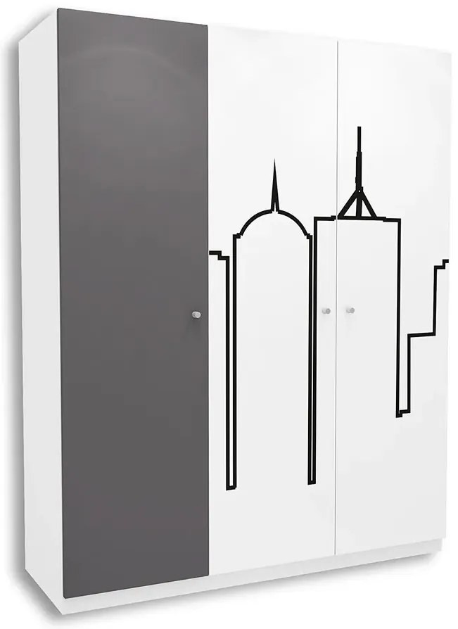 Biało-grafitowa szafa młodzieżowa H8-S93