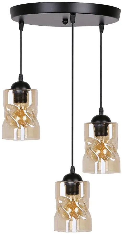 Czarna lampa wisząca na dysku szkło bursztynowe - 6X Z026 A4-M26