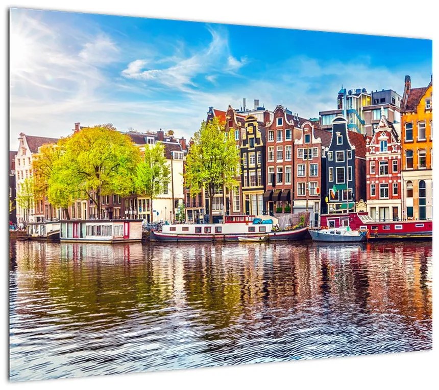 Obraz na szkle - Tańczące domy, Amsterdam (70x50 cm)