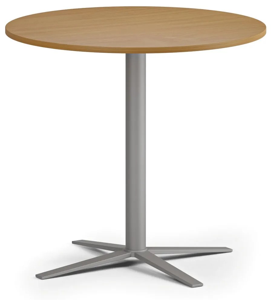 Stolik kawowy AURA, średnica 80 cm, szaro-srebrna podstawa, buk