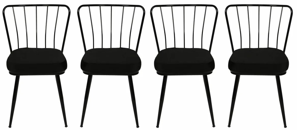 Zestaw krzeseł do jadalni Yildiz Black and Black, 4 szt., 4 szt.