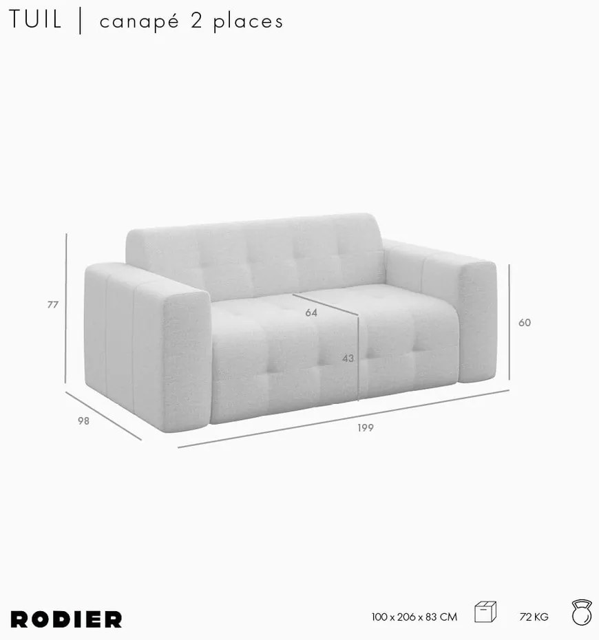 Jasnobrązowa aksamitna sofa 199 cm Tuil – Rodier
