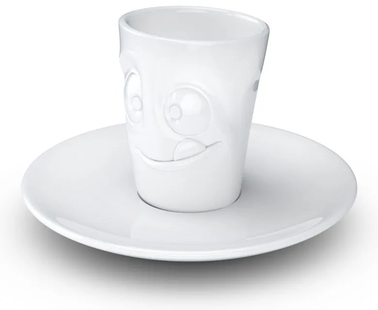 Biała łakoma porcelanowa filiżanka do espresso ze spodkiem 58products, 80 ml