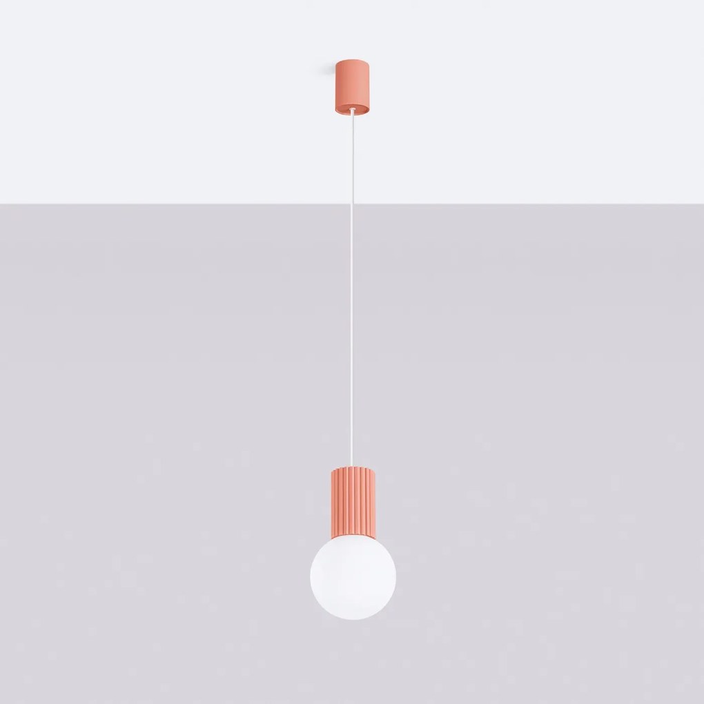 Lampa wisząca HALO 1 brzoskwiniowa ryflowana SOLLUX  LIGHTING