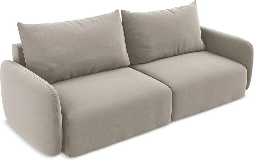 Szarobrązowa aksamitna rozkładana/ze schowkiem sofa 238 cm Kalena – Makamii