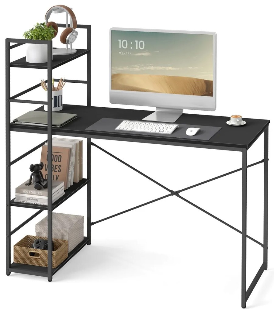 Biurko MAX 4.0 SONOMA z regałem 120x44 cm, czarne