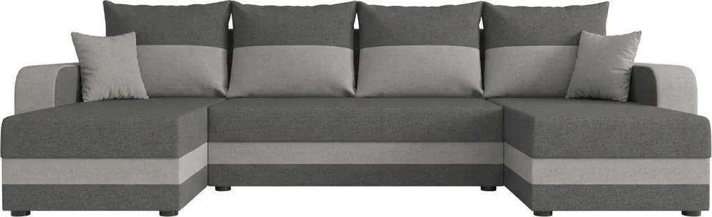 Rozkładana sofa narożna w kształcie U VALERIO 305x140 cm, ciemnoszara/jasnoszara