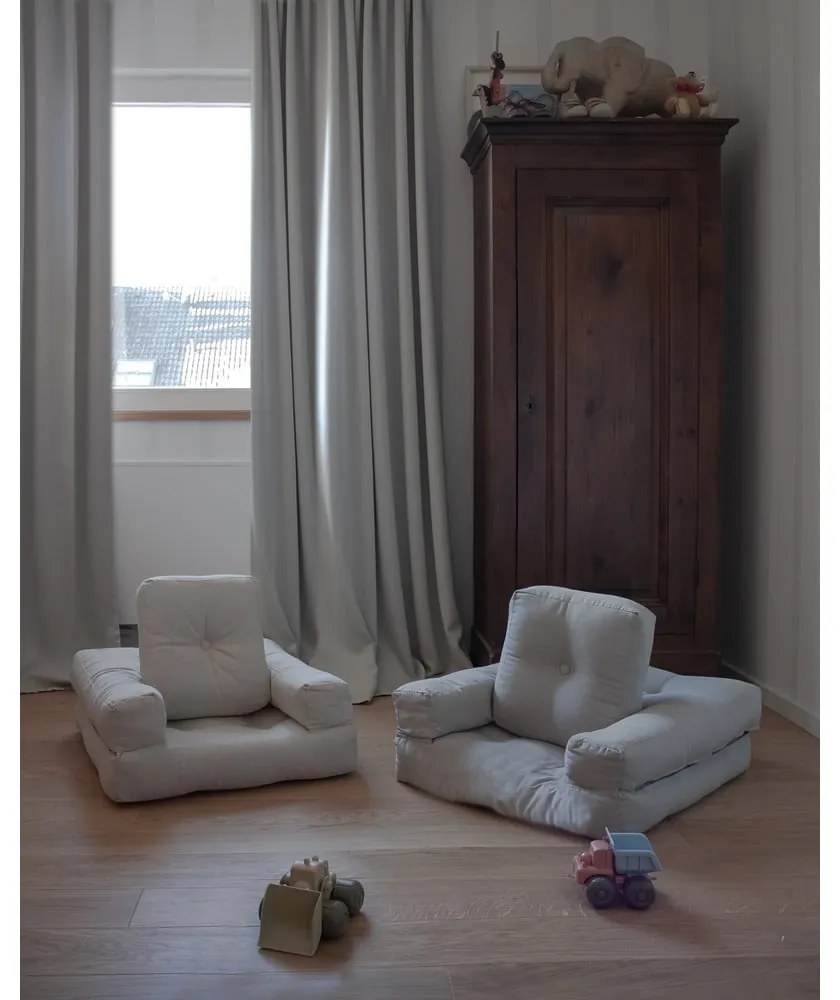 Dziecięcy fotel rozkładany s taburetkou Karup Design Mini Cube Creamy