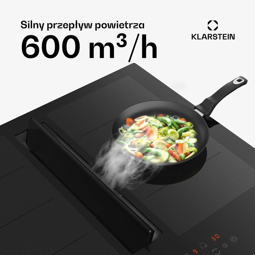 Klarstein Chef-Fusion 60cm 4 Strefy Gotowania Płyta Indukcyjna z Okapem Czarny