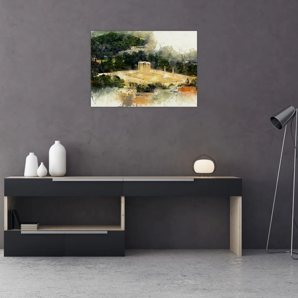 Obraz na szkle - Świątynia Zeusa, Ateny, Grecja (70x50 cm)