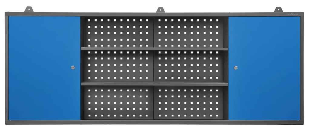 Szafka do warsztatu LEO, 1600 x 600 x 200 mm, antracytowo-niebieska 