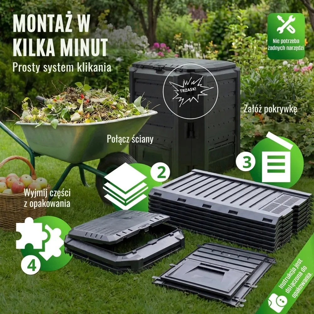 Kompostownik ogrodowy - Compogreen 800 l czarny Prosperplast
