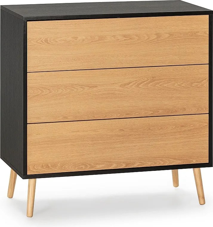 Komoda Colummn Apolo 3 szuflady Kolor Czarny/Drewno