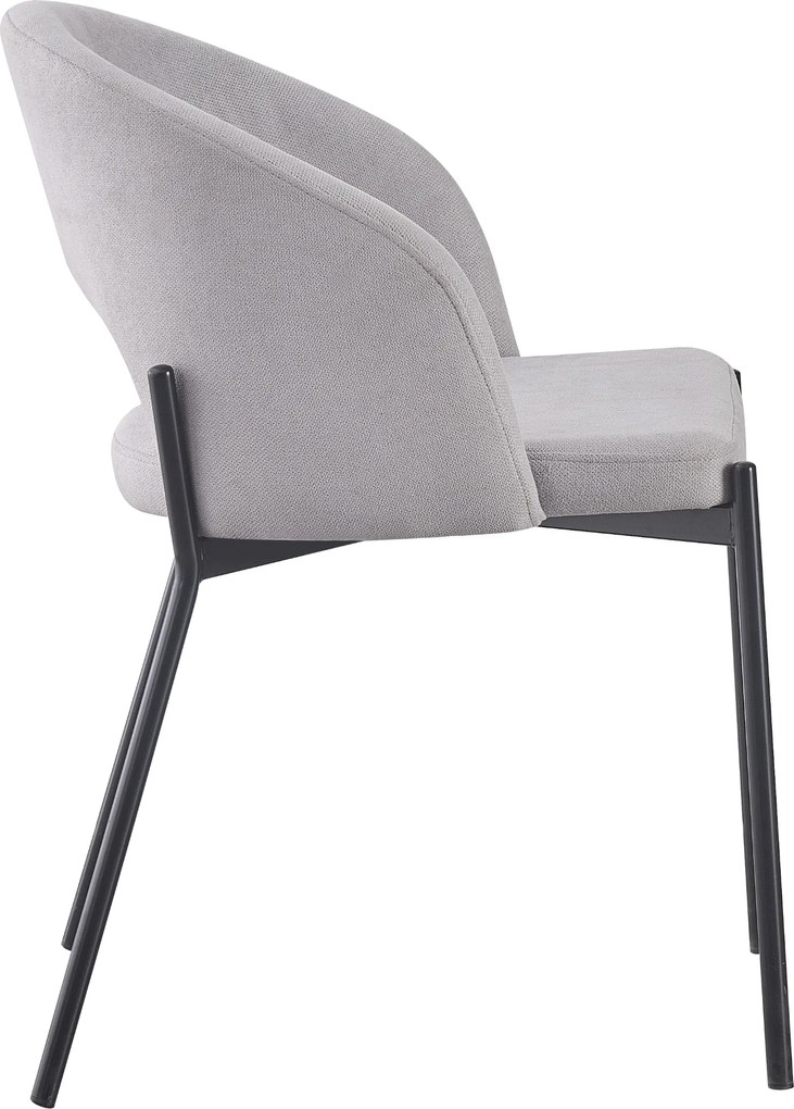 ATENA Krzesło do Jadalni Szare z Oparciem, Czarne Nogi