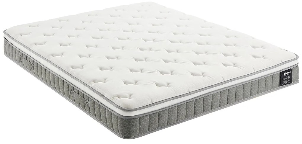 Materac 180 x 200 cm ze sprężynami kieszeniowymi i warstwą pianki z pamięcią kształtu, grubość 21 cm – VITOGO od YSMÉE