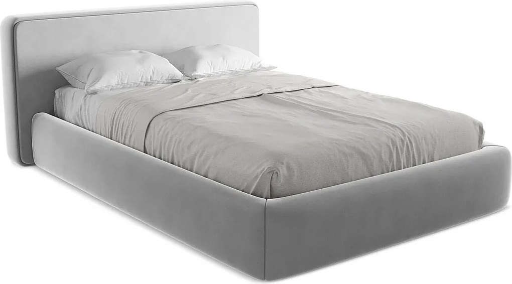 Łóżko 180 x 225 - z weluru - szary - KIANA