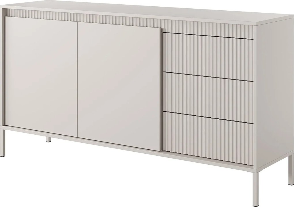 Komoda: 3 szuflady, 2 drzwi, kaszmir, 81,4 x 153,5 x 39,5