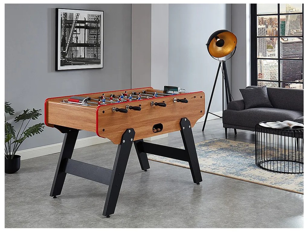 Stół do gry w piłkarzyki PAULO z MDF-u – 153 × 77,6 × 96 cm (dł. × szer. × wys.) – kolor dębowy