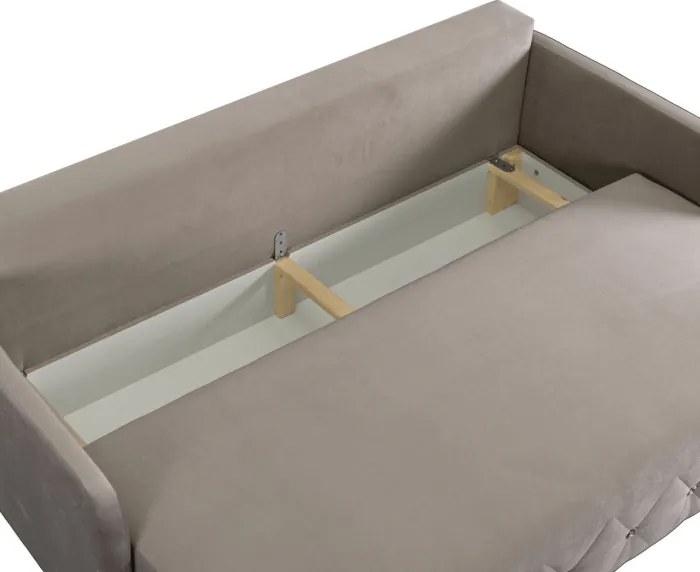 Sofa Rozkładana z Funkcją Spania VIVO Dwuosobowa Beżowa Glamour do Salonu