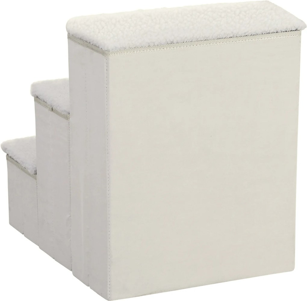 PawHut Schody dla Zwierząt Schodki Składane z Schowkiem MDF Biały 40x54x48 cm | Aosom PL