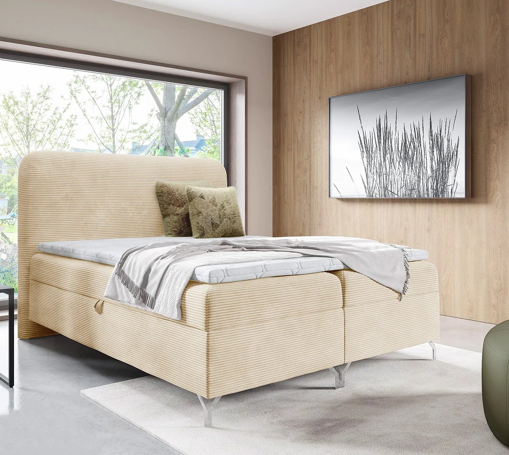 Kremowe łóżko kontynentalne 5 rozmiarów Z7-F36