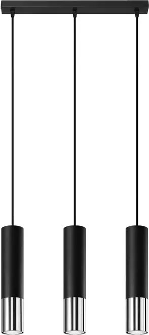 Czarno-chromowana potrójna lampa wisząca tuba T9-L02