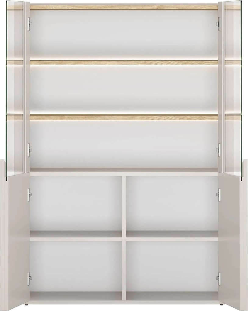 Witryna Amilio 100 cm dwudrzwiowa - kaszmir / dąb olejowany / uchwyty kaszmir