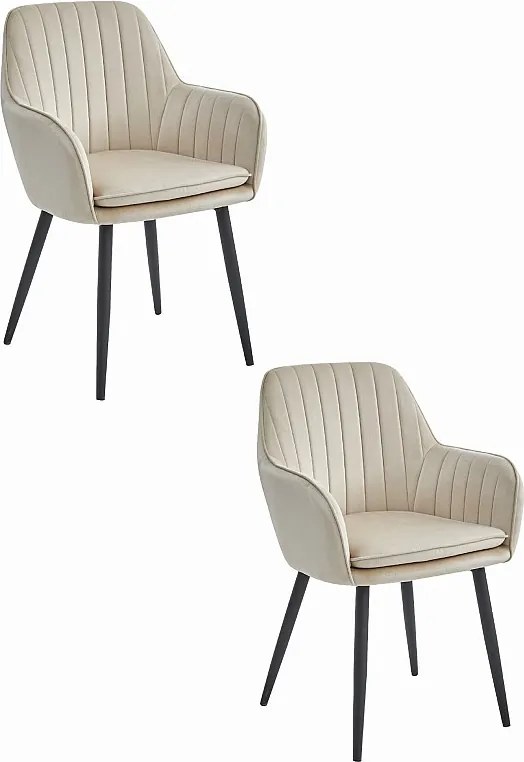 Krzesło Valora LUGO Beżowe Aksamitne Czarne Nogi x2