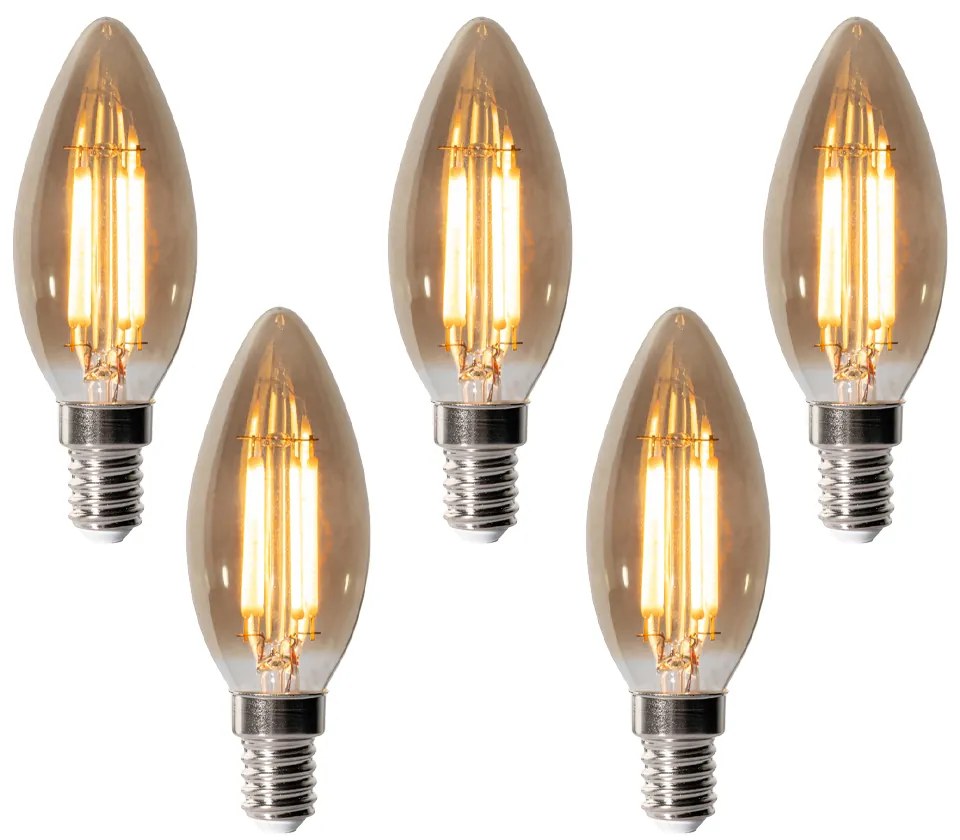 Zestaw 5 ściemnialnych żarówek LED E14 B35 Smoke 4W 300 lm 2200K