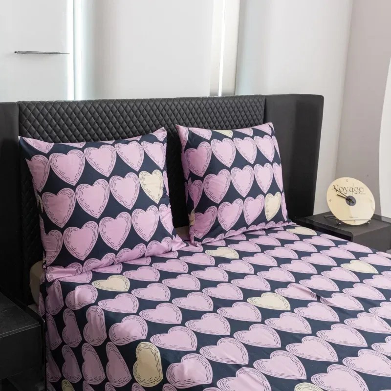 PrzytulneMieszkanie.pl PrzytulneMieszkanie.pl Pościel z mikrofibry VIOLET HEARTS jasnofioletowa Rozmiar pościeli: 2 szt 70 x 80 cm | 160 x 200 cm