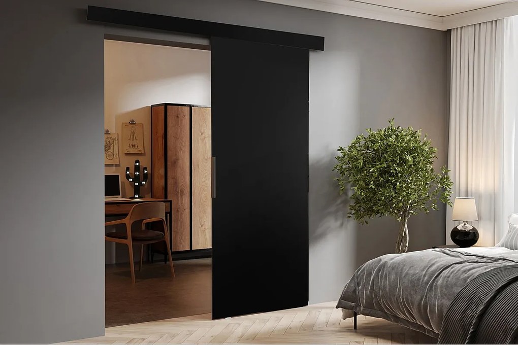 Emporius drzwi 70 cm Doris - drewniane drzwi przesuwne, naścienne - Czarny