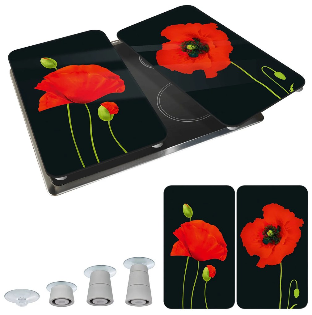 Szklane płyty ochronne MAKI na kuchenkę – 2 sztuki