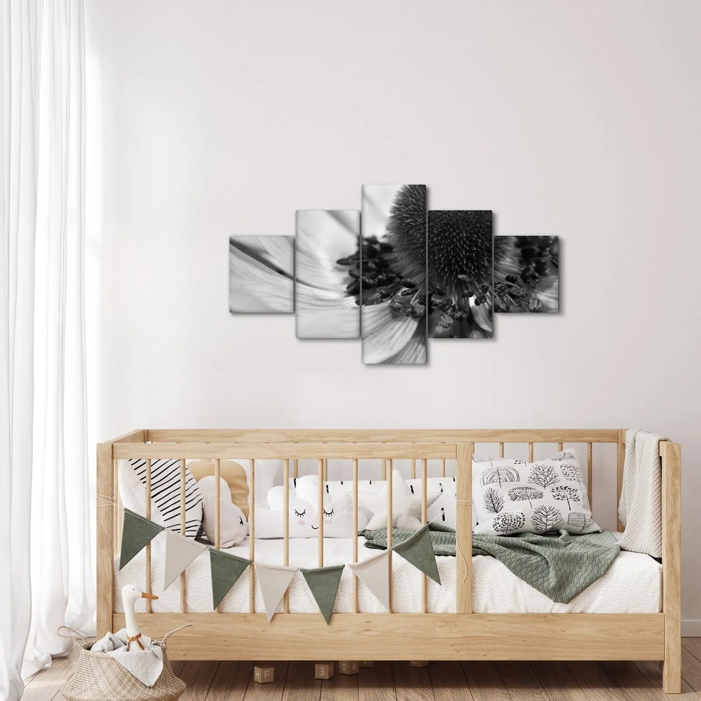 Obraz - Kwiat w czerni i bieli (125x70 cm)