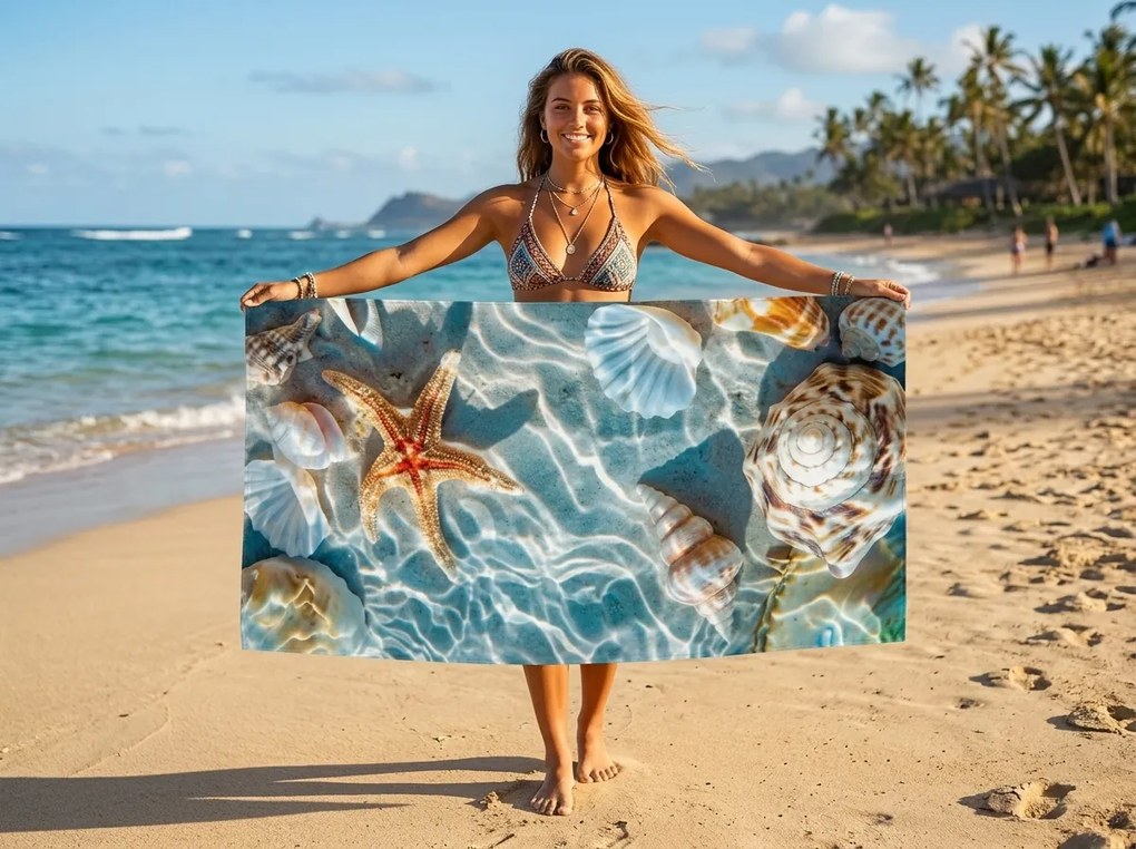 Szybkoschnący ręcznik plażowy CORALIA kolorowy 70 x 140 cm, 100% mikrofibra
