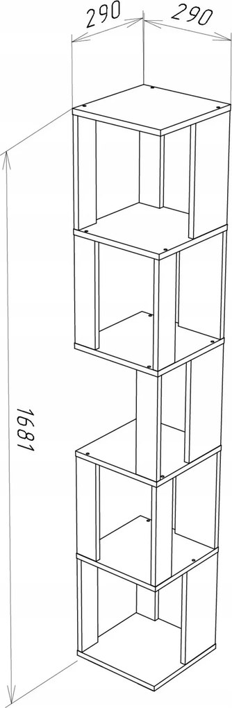 Wąski ażurowy regał do salonu typu słupek dąb wotan K1-R14