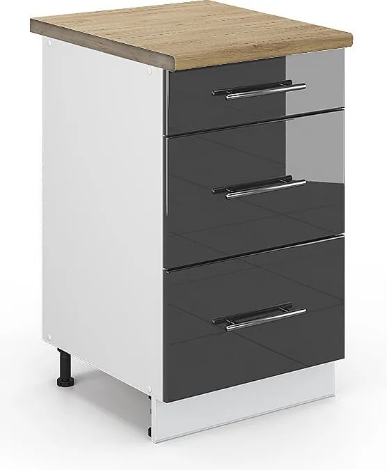 Szafka dolna do kuchni antracyt wysoki połysk 50x60x82 fame-line