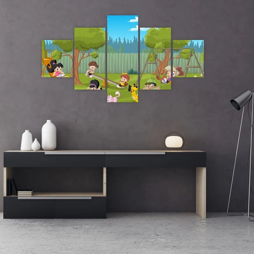 Obraz - Dzieci na placu zabaw (125x70 cm)