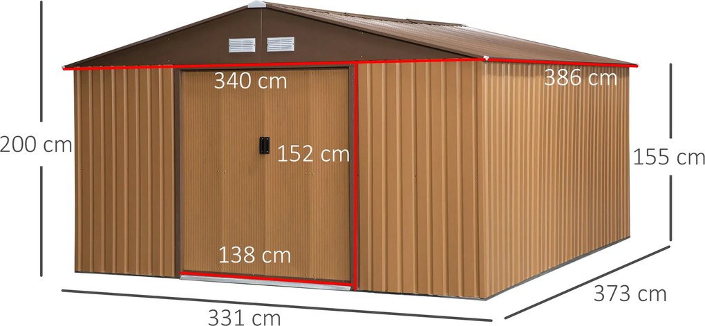 Outsunny Solidny Domek Narzędziowy - Metalowa Konstrukcja, Grafitowy Kolor - Praktyczna Szopa Ogrodowa