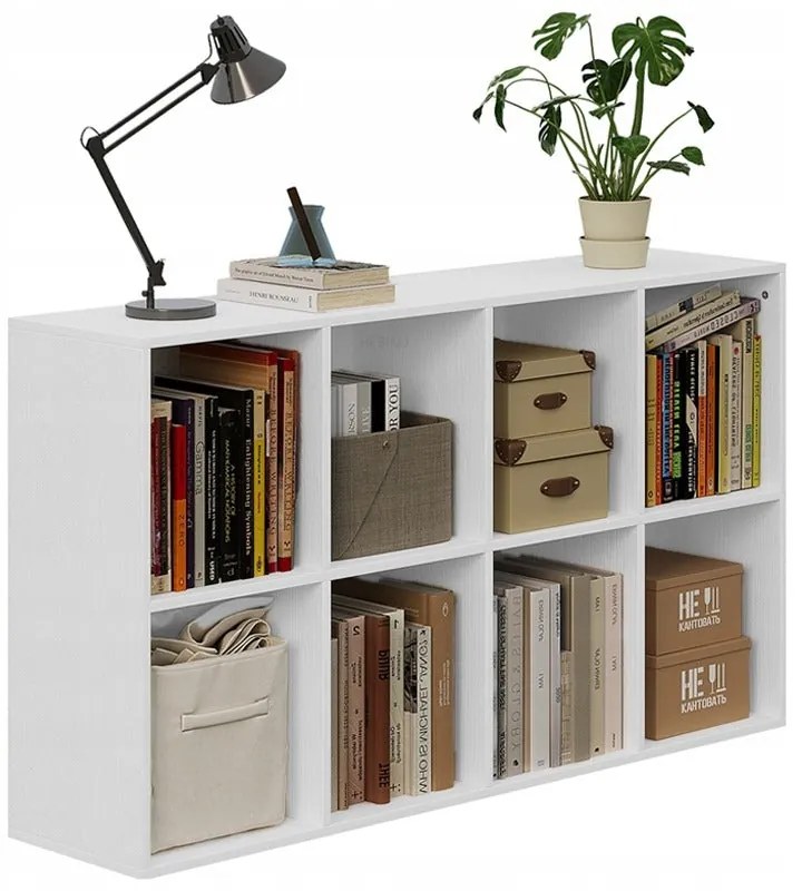 Regał otwarty komoda kostka 4x2 pojemny biały na książki biurowy nowoczesny