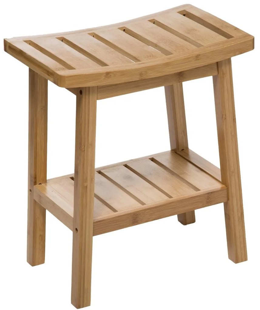 Stołek łazienkowy BAMBOO z półeczką na akcesoria