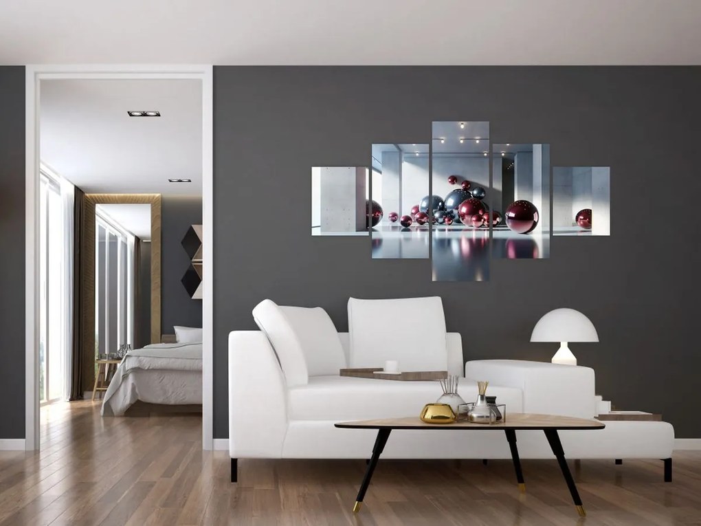 Obraz - 3D przestrzeń z kulami II. (125x70 cm)