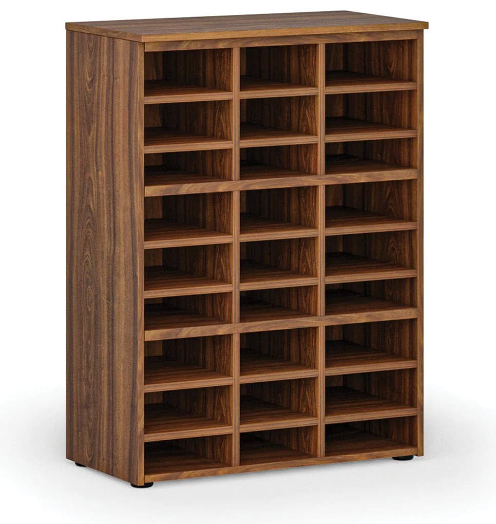 Regał sortujący PRIMO WOOD, 800 x 420 x 1087 mm, 27 przegród, orzech
