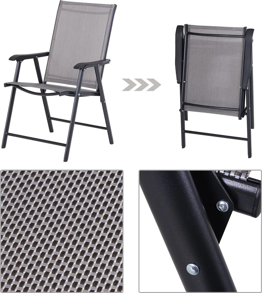 Outsunny krzesło składane z podłokietnikami zestaw 2-cz. krzesło kempingowe krzesło wędkarskie metalowe kolor szary