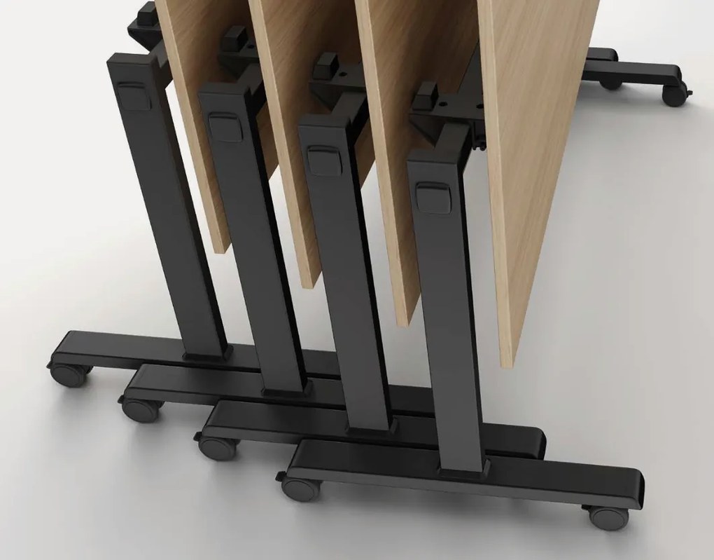 Mobilny stół MATCH, 180x80 cm, czarna podstawa, buk