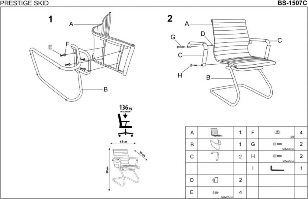Fotel biurowy na płozach Prestige Skid